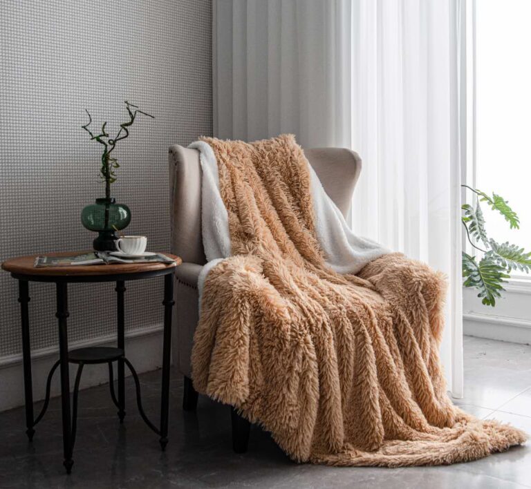 Toffee Brown Luxury Super Soft Fluffy Fur Throw Blanket Large Sofa Bed