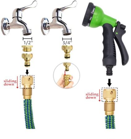 HEAVY DUTY EXPANDABLE GARDEN HOSE FLEXIBLE PIPE 8 PATTERN SPRAY GUN ...